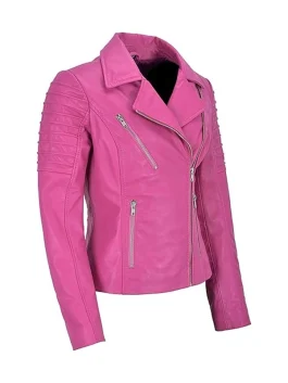womens-pink-leather-biker-jacket
