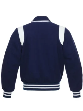 retro royal blue and white varsity jacket