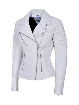 white-leather-biker-jacket-ladies​