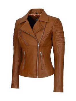 womens-brown-leather-biker-jackets​