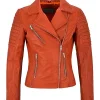 womens-orange-leather-biker-jacket