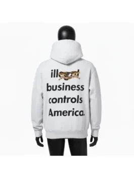 Antihero Illegal Business Controls America Hooded Sweatshirt, back print of text and eagle.