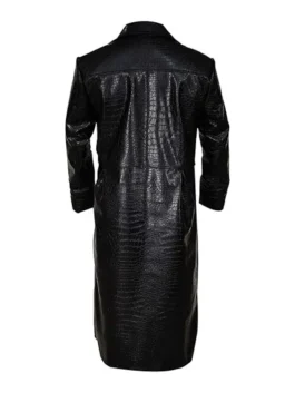 Laurence Fishburne premium alligator leather coat inspired long black movie outfit
