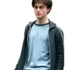 Gryffindor Harry Potter track jacket in a dark fabric with contrasting white sleeve stripes for a classic, casual look.