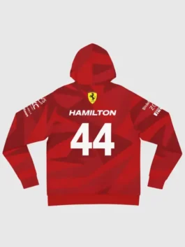 Rear flat-lay view of the Lewis Hamilton Las Vegas F1 hoodie clearly showing the large 
