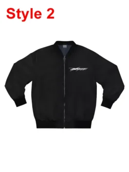 Front of the Narcissist Black Bomber Jacket with 