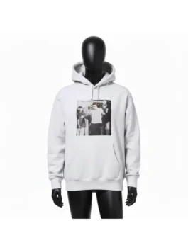 Supreme x Antihero Illegal Business Controls America hoodie front graphic, white sweatshirt.