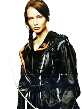 Hunger Games arena jacket full outfit with Katniss forest Black jacket and bow ready