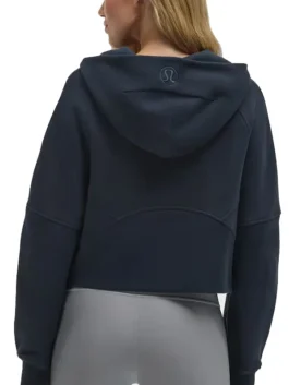 Back view of the true navy Chicago Bears lululemon x NFL women's scuba oversized half zip hoodie.