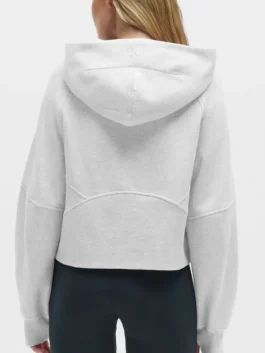 Back view of the heathered lululemon NFL women's scuba oversized half zip for the Cleveland Browns.