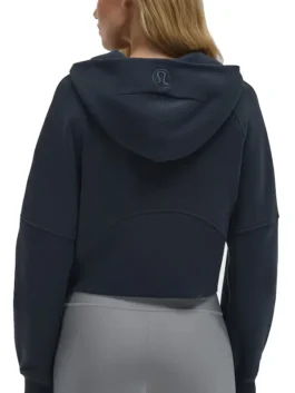 Back view of the navy Houston Texans lululemon women’s NFL scuba oversized half zip sweatshirt.