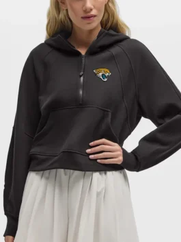 Black Jacksonville Jaguars lululemon fan edition NFL scuba oversized half zip hoodie.