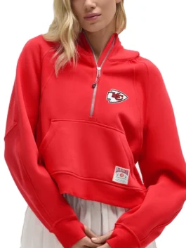 Red Kansas City Chiefs NFL women’s lululemon scuba hoodie half zip style, an oversized fan apparel.