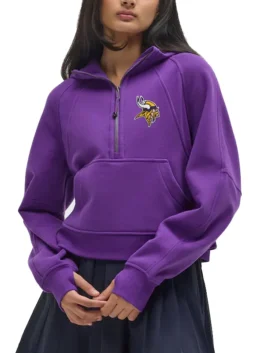 Purple Minnesota Vikings women’s NFL team lululemon scuba half zip hoodie, an oversized fan favorite.