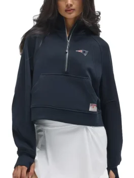 Navy New England Patriots lululemon oversized football hoodie, featuring the Patriots team logo.