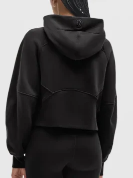 Back of the black New Orleans Saints lululemon NFL drop shoulder scuba oversized half zip hoodie.