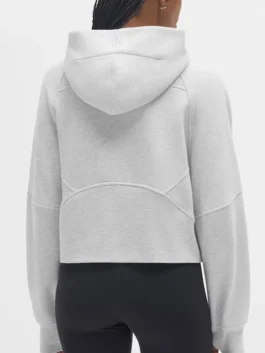 Back view of the heathered Philadelphia Eagles lululemon premium NFL scuba fleece oversized half zip hoodie.