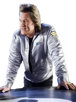 Tarantino stuntman mike jacket worn by Kurt Russell, a silver satin grindhouse stuntman mike jacket.