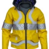 David Martinez yellow jacket . The Cyberpunk Edgerunners David jacket features reflective silver strips and a glowing collar.