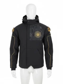 Full front view of the Destiny 2 Salvation’s Edge Raid Jacket from The Final Shape on a white mannequin. Bungie Raid Jacket.