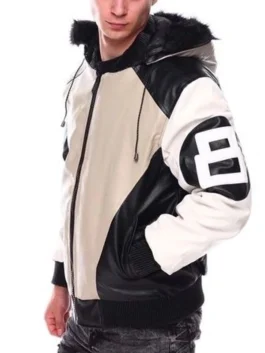 A premium 8 Ball Sand Bomber Leather Jacket in a tan hue with iconic black and white 8-ball graphics.