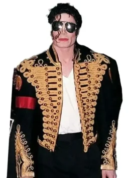 Buy Michael Jackson Erect Collar Cotton Black and Gold Jacket