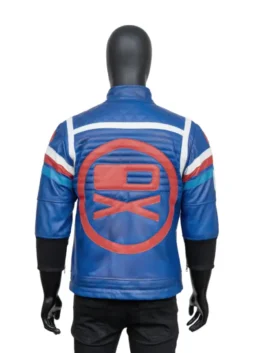 My Chemical Romance blue cosplay jacket back. Party Poison Killjoys leather jacket with the red 
