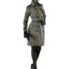 ada wong trench coat in a classic beige cotton-style fabric with a sophisticated finish.