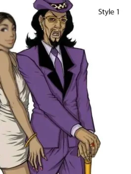 Slickback Costume featuring a bold purple fabric and classic wide lapels.