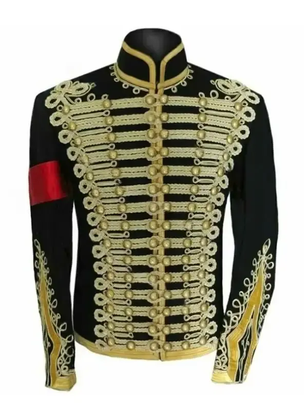Buy Michael Jackson Erect Collar Cotton Black and Gold Jacket