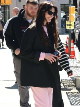 Anne Hathaway Verity Blazer showcasing a polished textile finish and a high-end profile for a sophisticated, modern fashion statement.