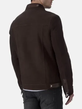 Suede Leather Cafe Racer Jacket front