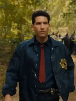 Jon Bernthal wearing the brown Sheriff jacket from His and Hers at America Jackets.