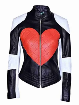 Love Heart Leather Jacket for women featuring a feminine cropped length and detailed reinforced stitching for a polished finish.