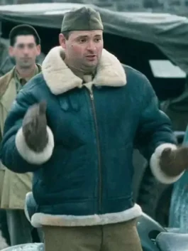 Jason Alexande Shearling Leather Jacket featuring a premium mahogany leather finish and a high-status cinematic profile with a plush collar.