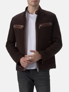 Suede Leather Cafe Racer Jacket AJ