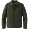Front view of a durable Mens Cotton Green Trucker Jacket featuring a classic button-down design, chest pockets, and a warm plaid lining for a rugged look.