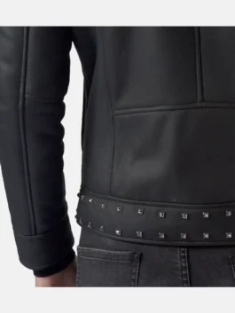 Studded Black Leather Jacket Back