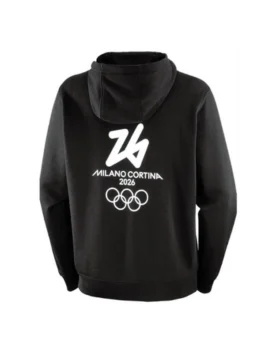 Milano Cortina 2026 Olympics Hoodie in a sleek onyx finish featuring a premium heavy-weight knit and a high-status athletic silhouette.