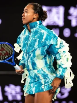 Full shot of the Naomi Osaka 2026 Australian Open blue track jacket available at America Jackets.