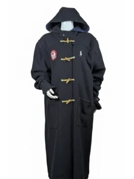 Detailed front view of the 2026 Team USA coat showing the four wooden toggle closures and large front utility pockets.