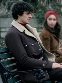 Petro Ninovskyi Ponies Shearling Jacket featuring a premium chestnut leather finish and a high-status cinematic profile with an insulated collar.