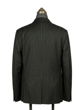 Close-up of a high-clarity suiting fabric blazer with a breathable viscose interior lining.