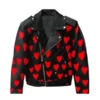 Heart Printed Leather Jacket AJ