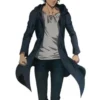 Attack On Titan Eren Jeager Black Coat featuring a long-line silhouette and a dark, dramatic aesthetic.