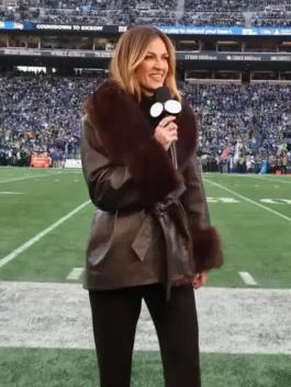 Erin Andrews Coat Today in a rich dark brown color with a cozy and stylish fit.