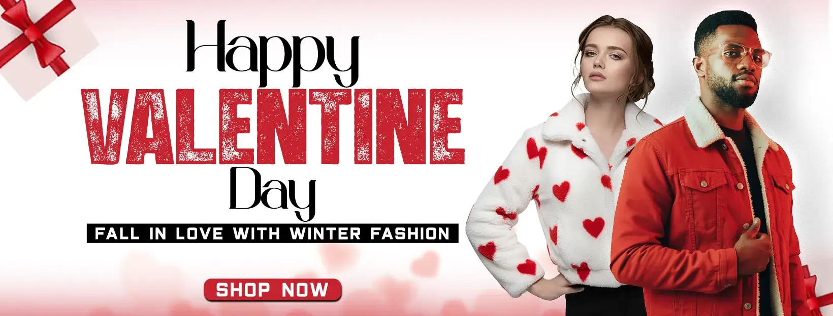 Valentine’s Day banner featuring couple-style jackets and gift-ready outerwear picks