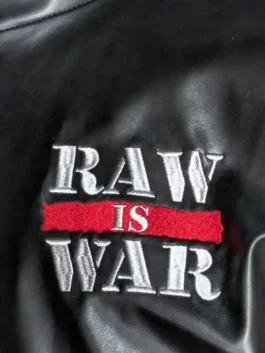 Back view of the Loiter X WWE Raw Is War Jacket showing the oversized graphic and polished finish.