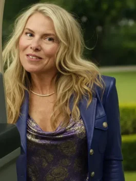 A full view of the 2026 Ali Larter Purple Leather Jacket from America Jackets.