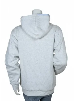 Long-sleeve fleece hoodie with a spacious front pocket and elasticated ribbed trim.
